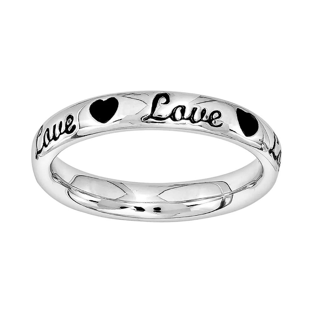 Stacks & Stones Sterling Silver "Love" Stack Ring, Women's, Size: 9, Black Product Image