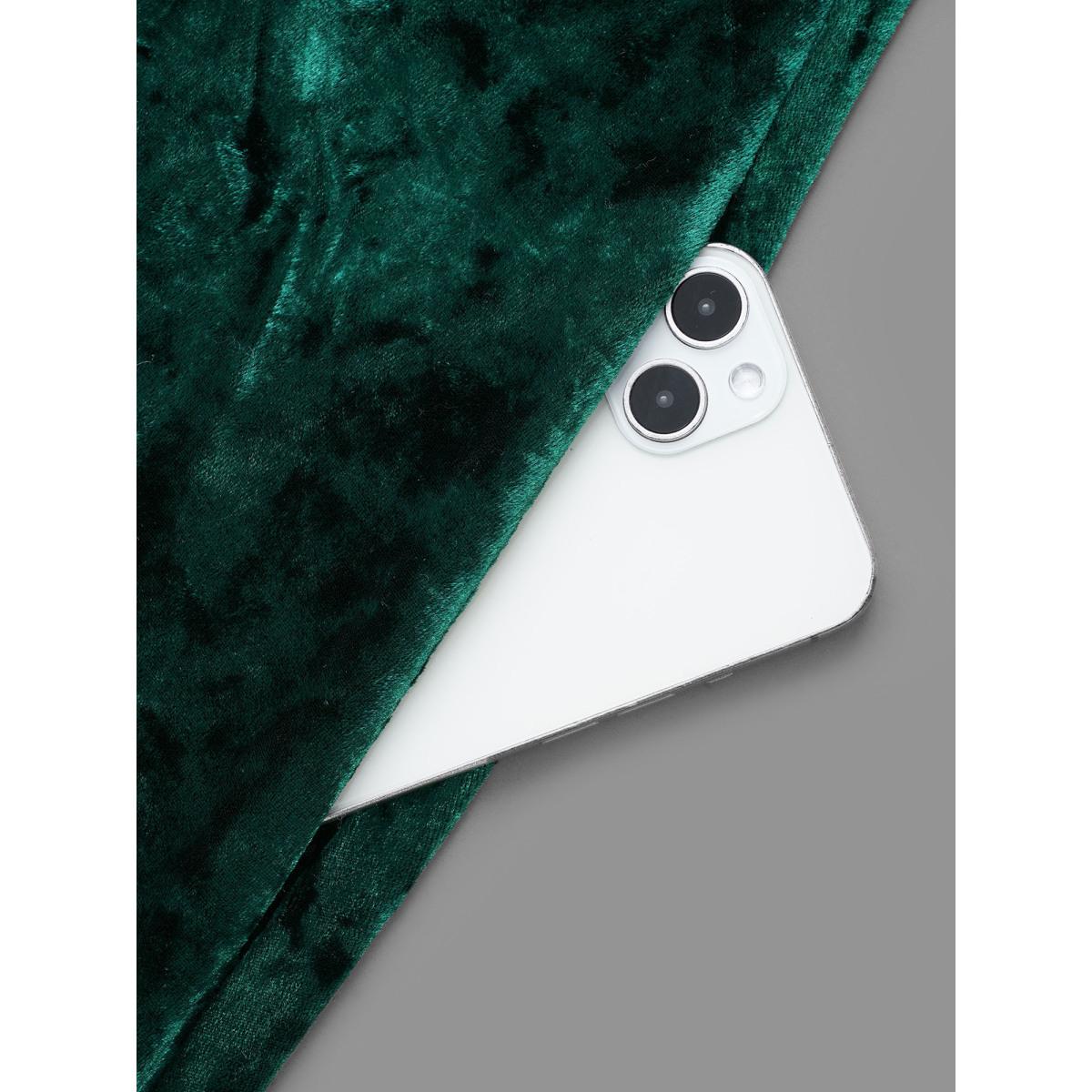 Plus Size Velvet Surplice Neckline Ruffle Sleeves Midi Dress DarkGreen Women Party&Cocktail Texture Overlap Collar Short sleeve Curvy BloomChic 14-16/1X Product Image