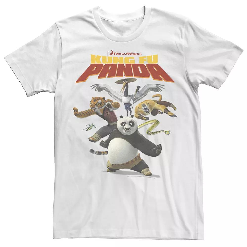 Men's Kung Fu Panda Group Shot Action Portrait Movie Logo Tee, Size: XXL, White Product Image