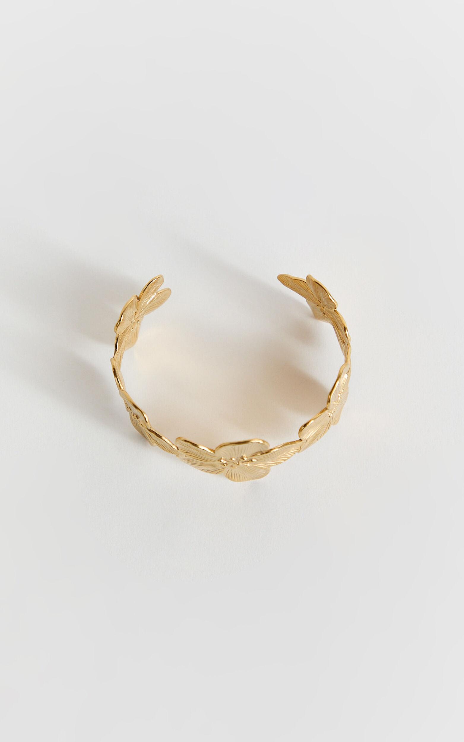 Willow Bracelet - Flower Cuff Bracelet in Gold Product Image