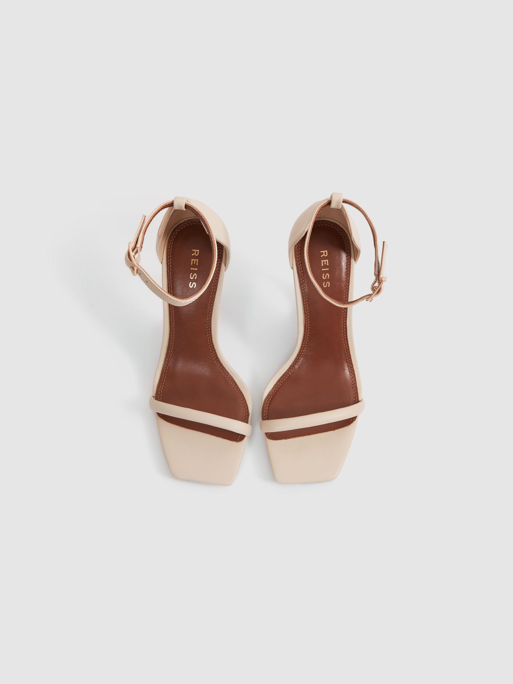 Leather Strappy Wedge Heels in Off White Product Image