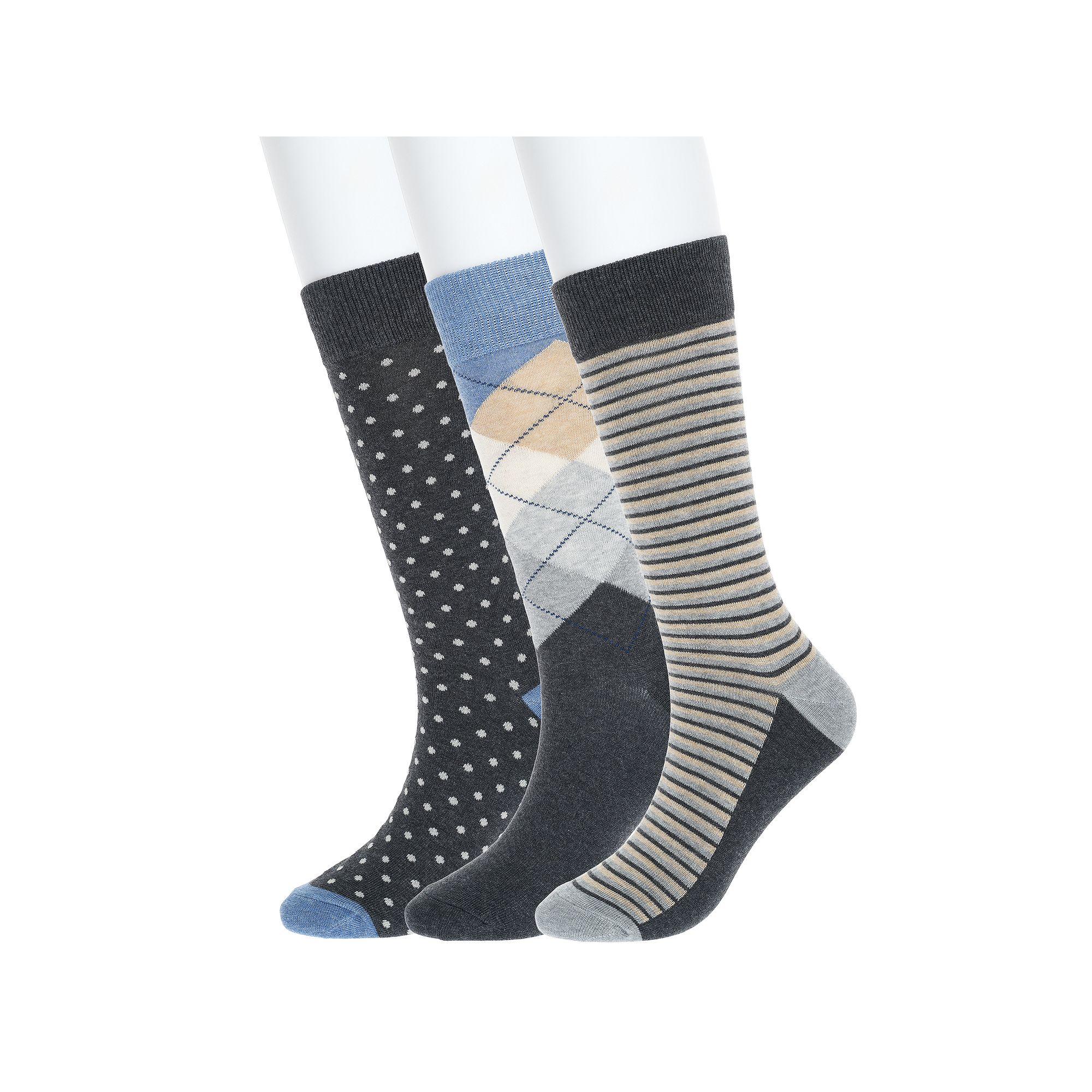 Men's Sonoma Goods For Life® 3-pack Patterned Dress Socks, Brown Stripe Argyle Product Image