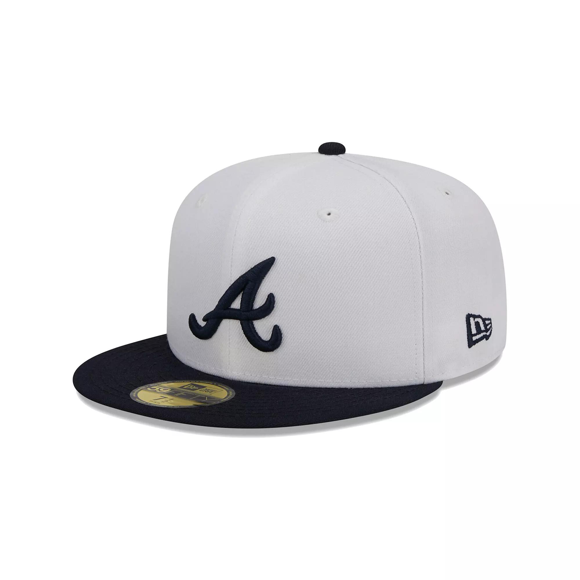 Men's New Era White/Navy Atlanta Braves Optic 59FIFTY Fitted Hat,  Product Image
