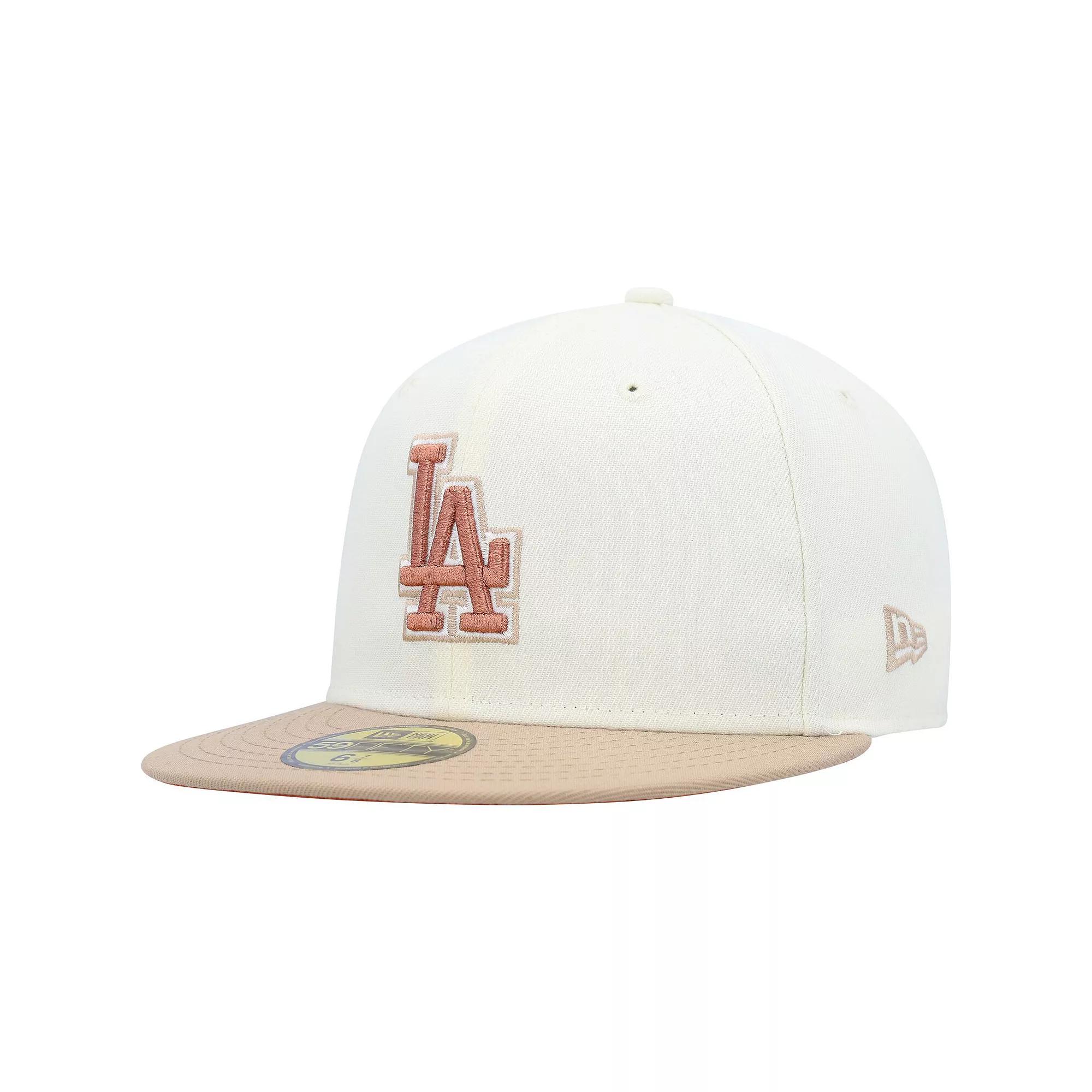 Men's New Era Cream Los Angeles Dodgers Chrome Camel Rust Undervisor 59FIFTY Fitted Hat,  Product Image