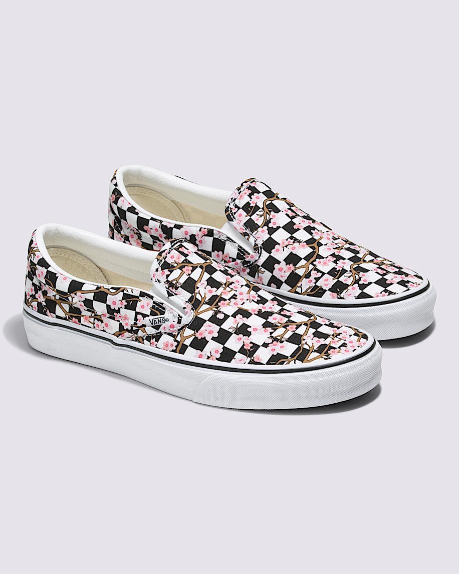 Customs Classic Slip-On Checkerboard Shoe in Cherry Blossom Pink / Black| Vans US Product Image