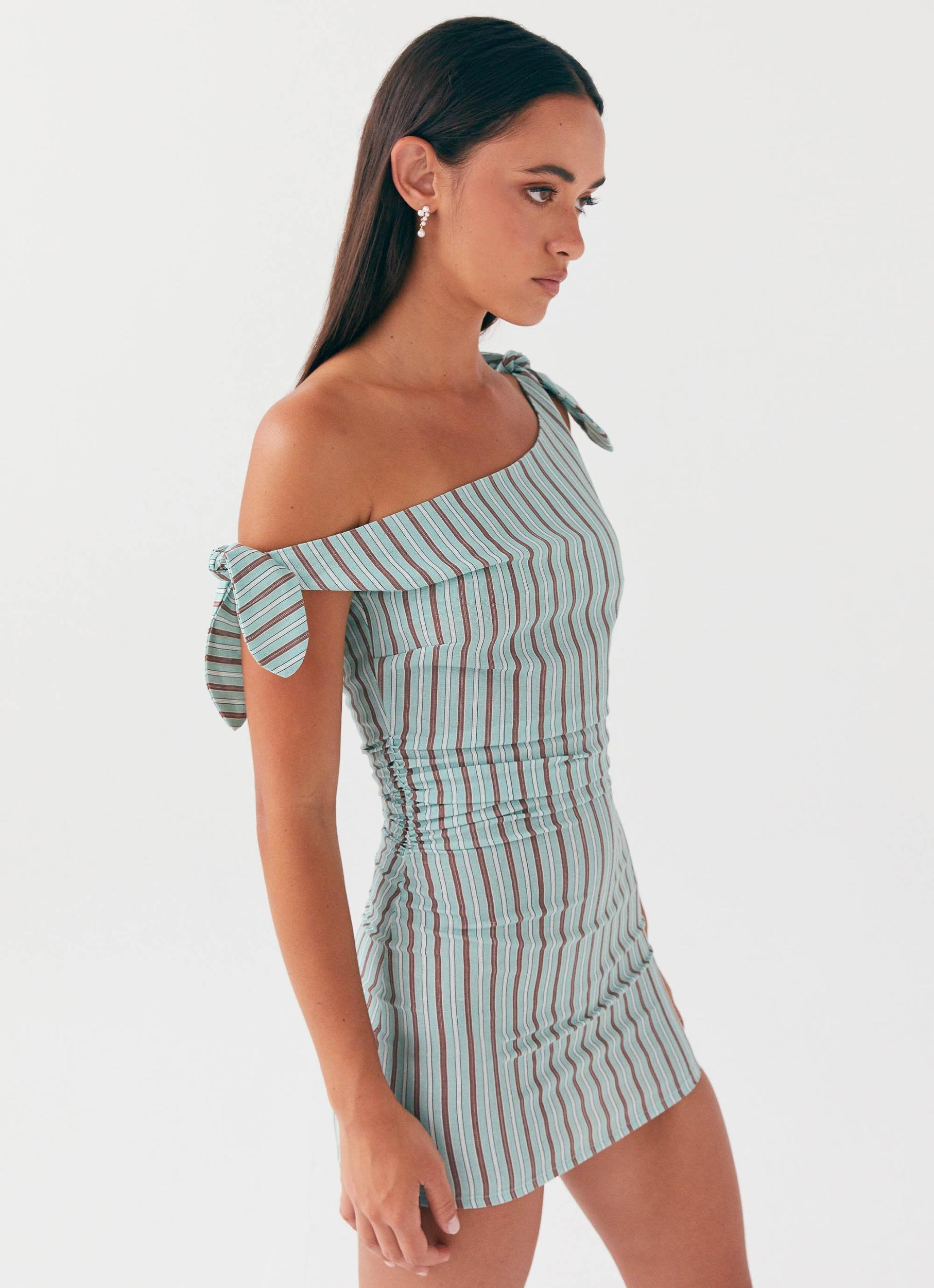 Amazonia Linen Mini Dress - Coastal Stripe Product Image