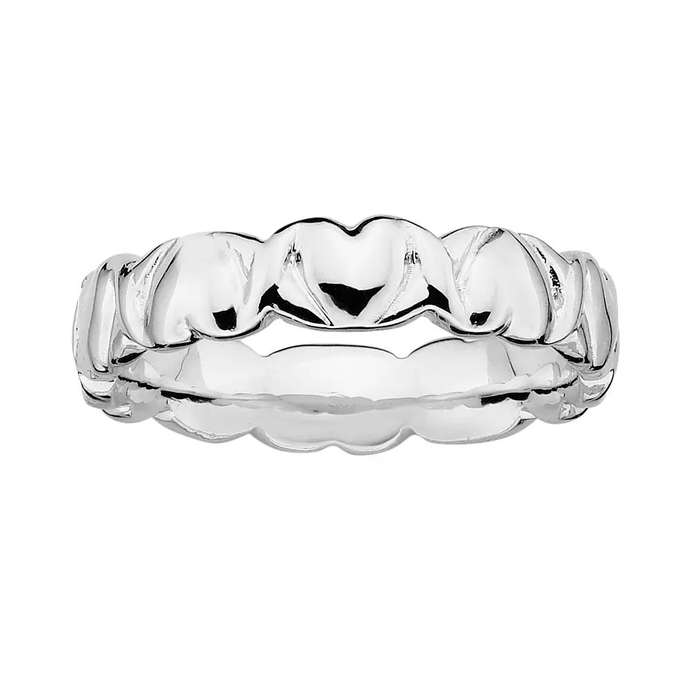 Stacks & Stones Sterling Silver Heart Stack Ring, Women's, Size: 6 Product Image