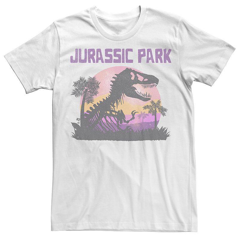 Men's Jurassic Park Purple Hue Sunset Silhouette Tee, Size: XS, White Product Image