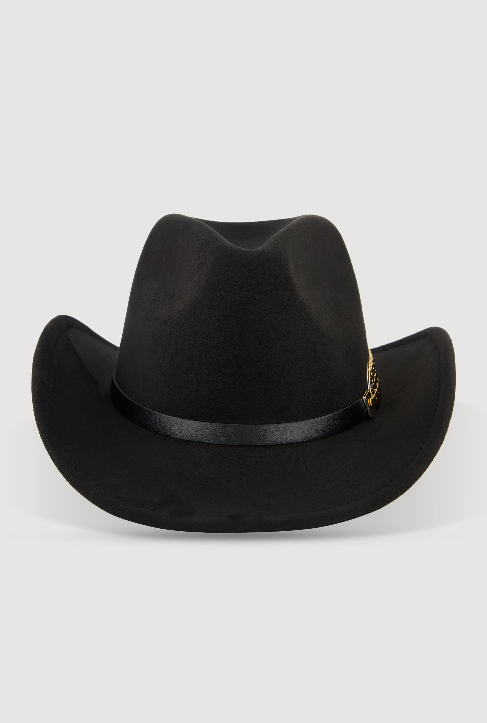 Metallic Detail Hatband Faux Suede Cowboy Hat Female Product Image