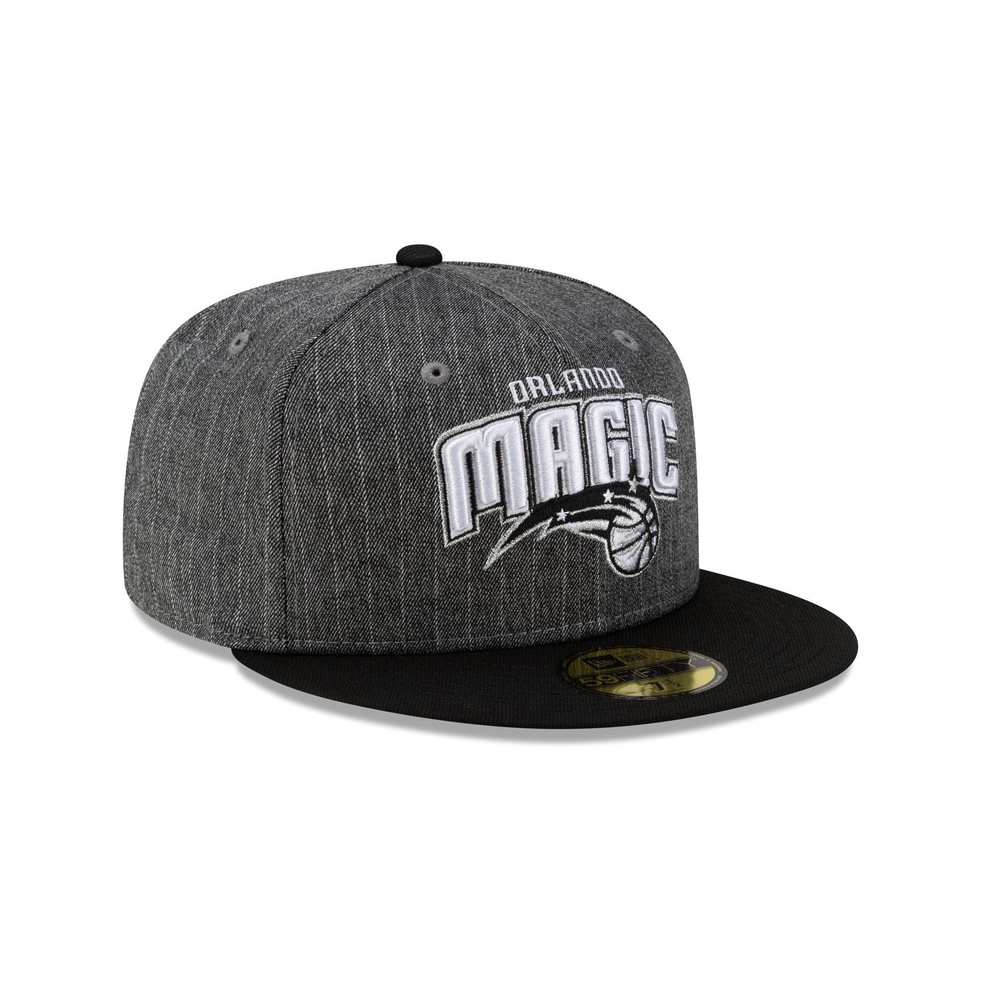 Just Caps Black Pinstripe Orlando Magic 59FIFTY Fitted Hat Male Product Image