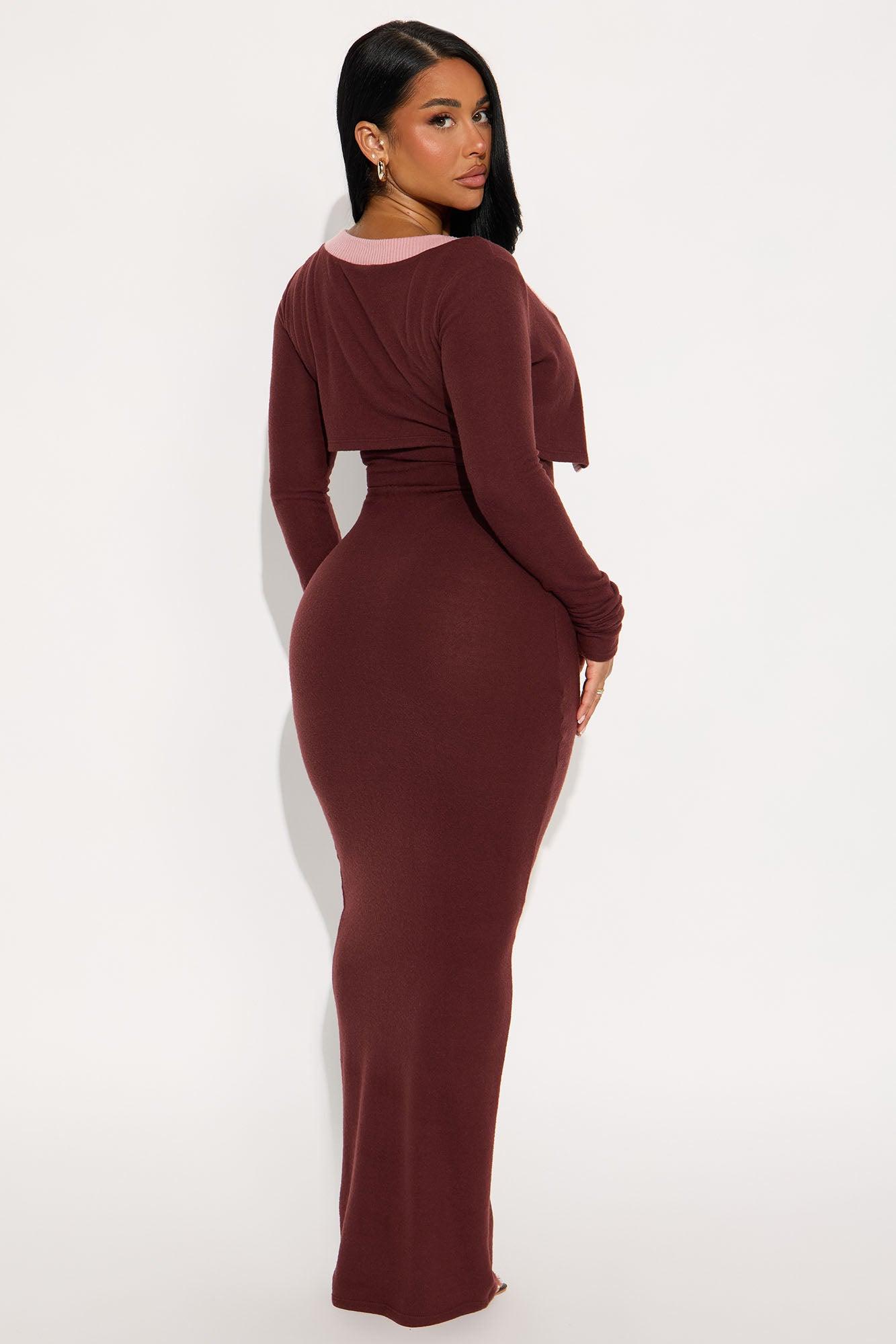 Literally No Maxi Dress Set - Brown/combo Female Product Image