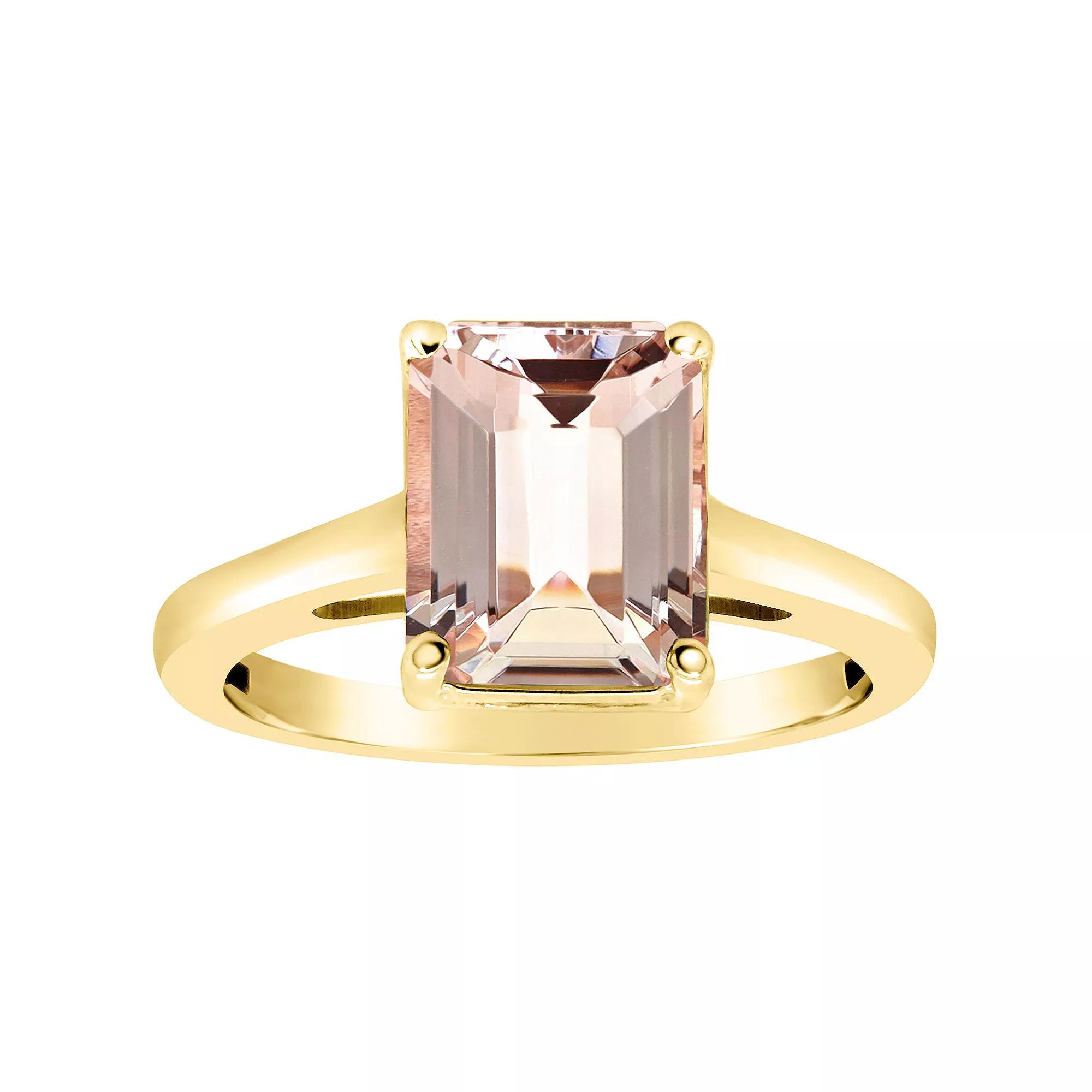 Alyson Layne 14k Gold Emerald Cut Morganite Solitaire Ring, Women's, Size: 10 Product Image