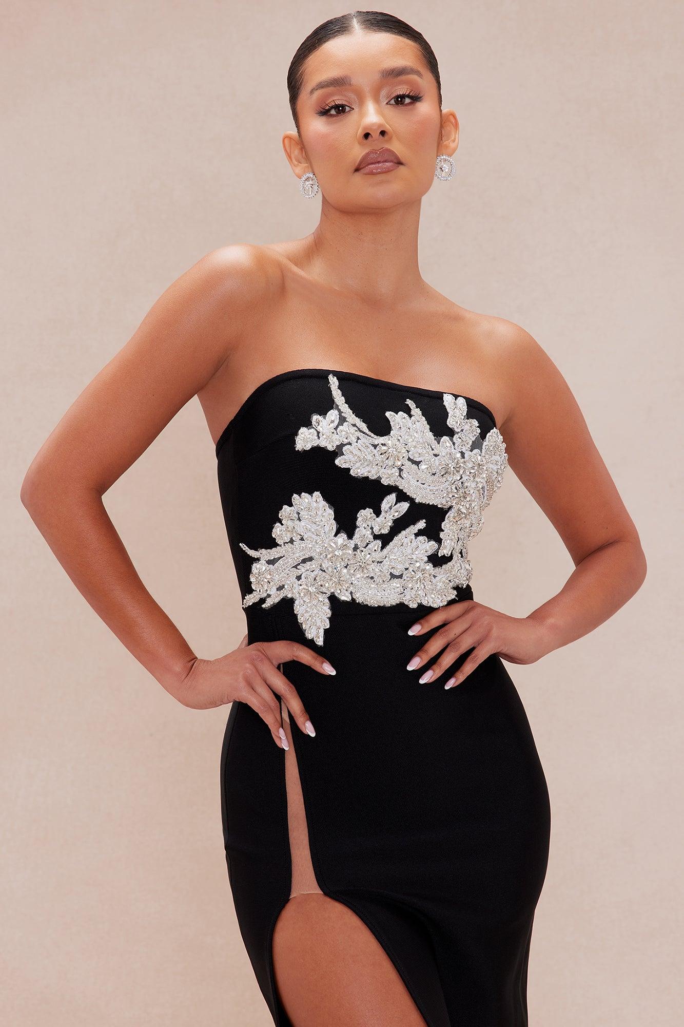 Mia Embellished Bandage Maxi Dress - Black Product Image