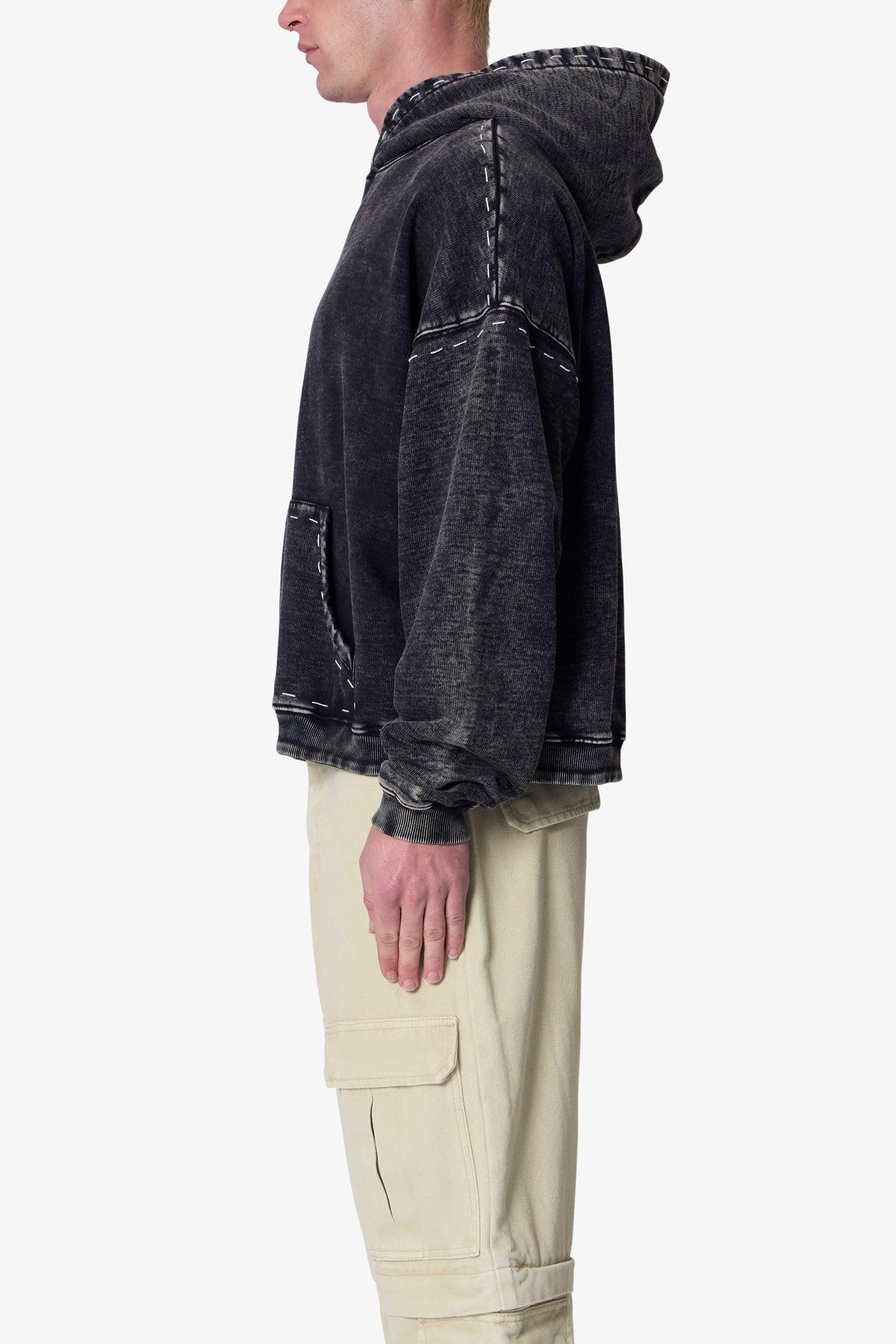 Contrast Stitch Hoodie - Black Product Image