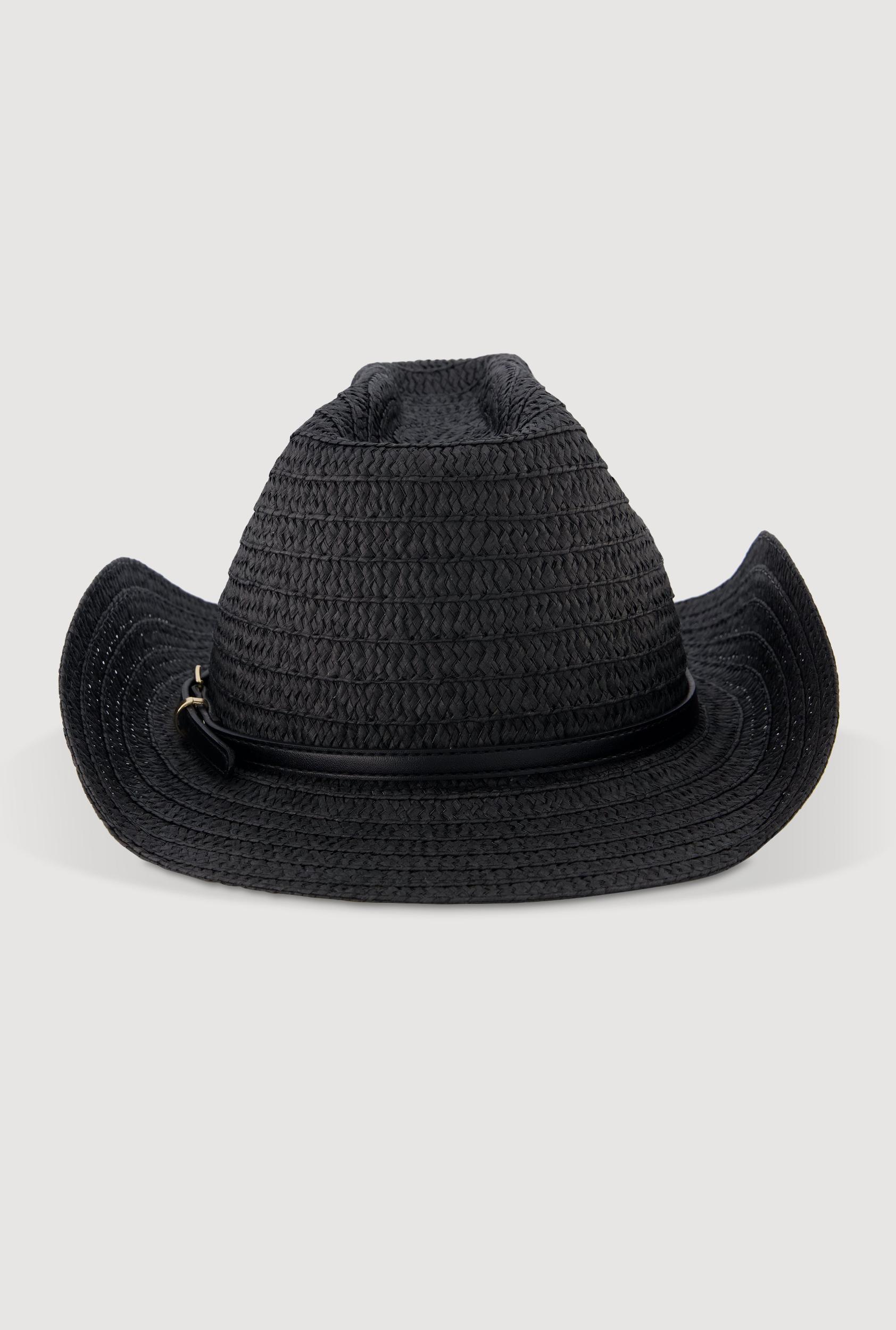 Chic Straw Cowboy Hat with Buckle Detail Female Product Image