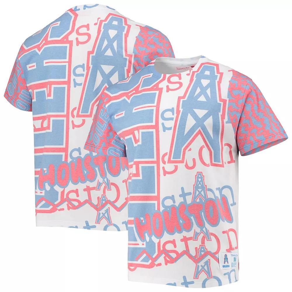 Men's Mitchell & Ness White Houston Oilers Jumbotron 2.0 Sublimated T-Shirt,  Product Image