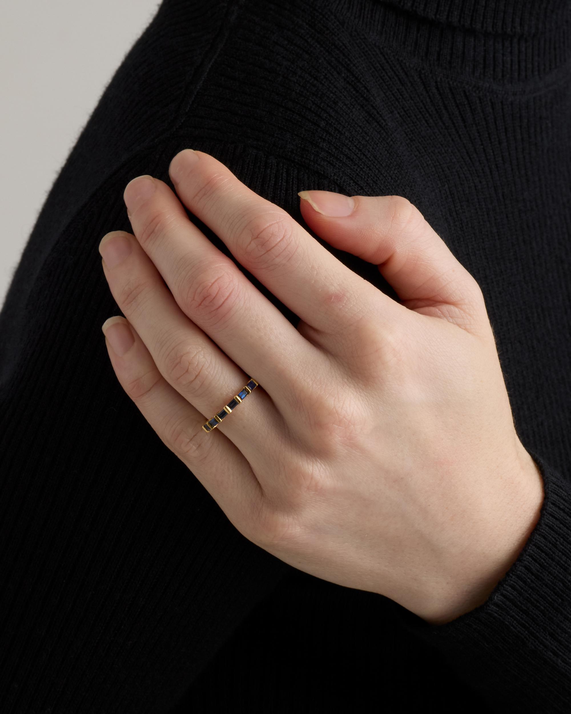 Quince | Women's 14K Gold Gemstone Baguette Bar Band Rings Product Image