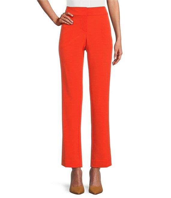 Kasper Crepe Fly Front Slim Leg Pants Product Image