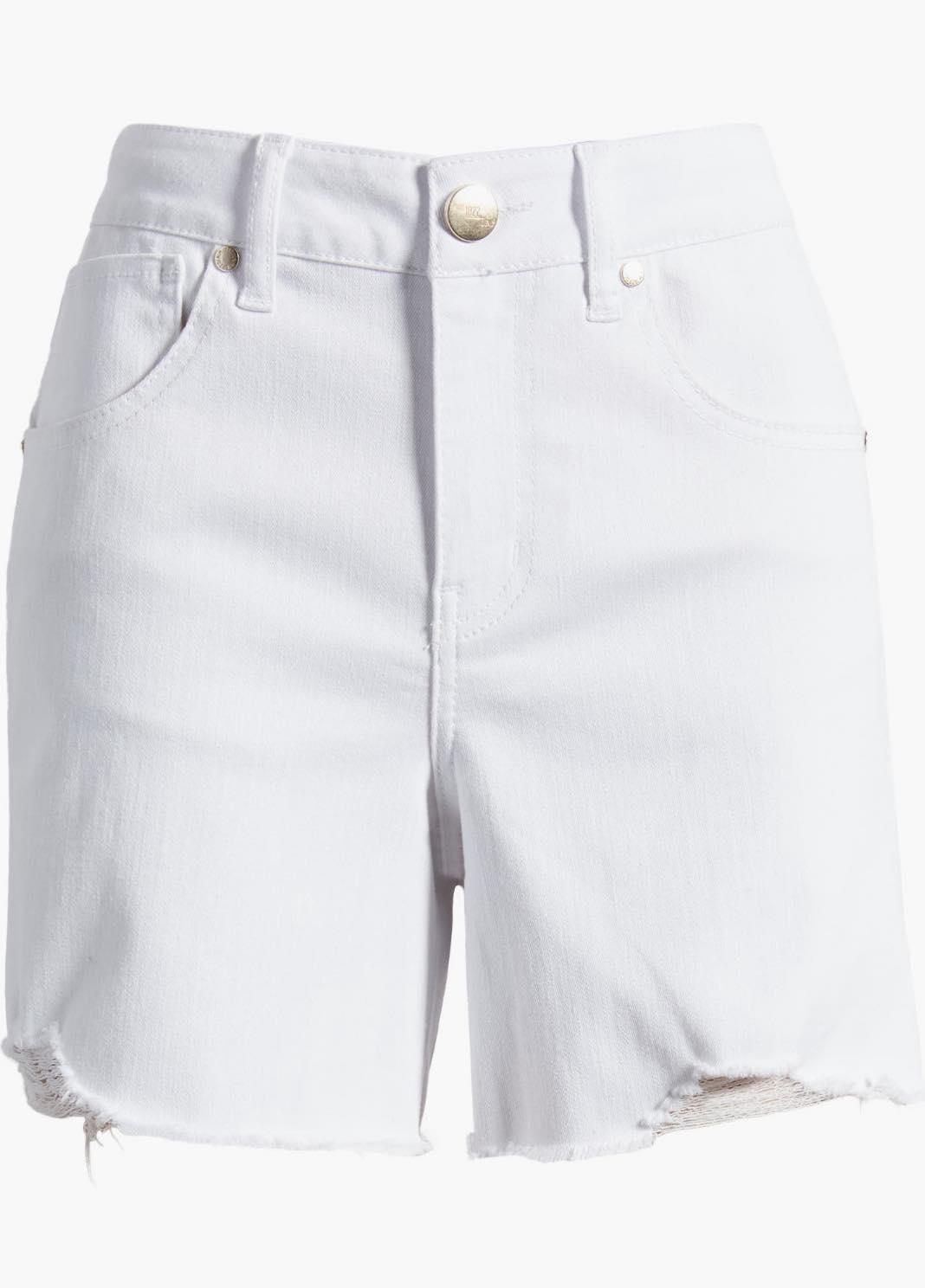 Fray Hem Denim Cutoff Shorts Product Image