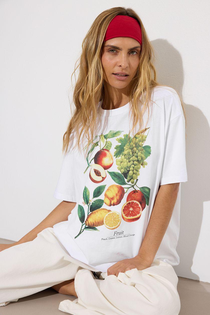 Printed Round Neck Oversized Tee Product Image