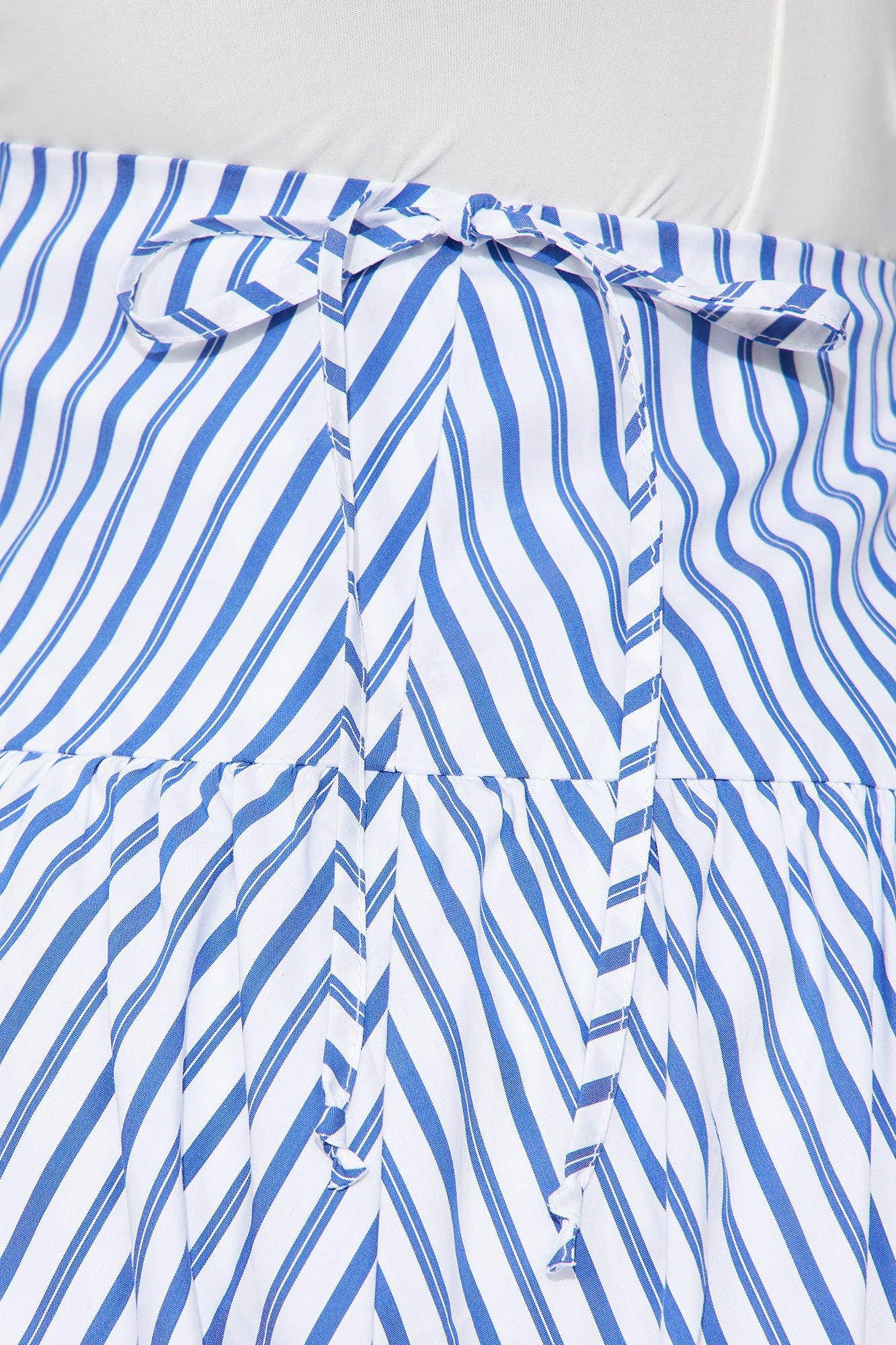 Elsie Striped Bubble Hem Mini Skirt - Blue/combo Product Image