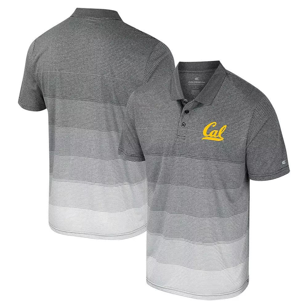 Men's Colosseum Gray Cal Bears Striped Mesh Polo,  Product Image