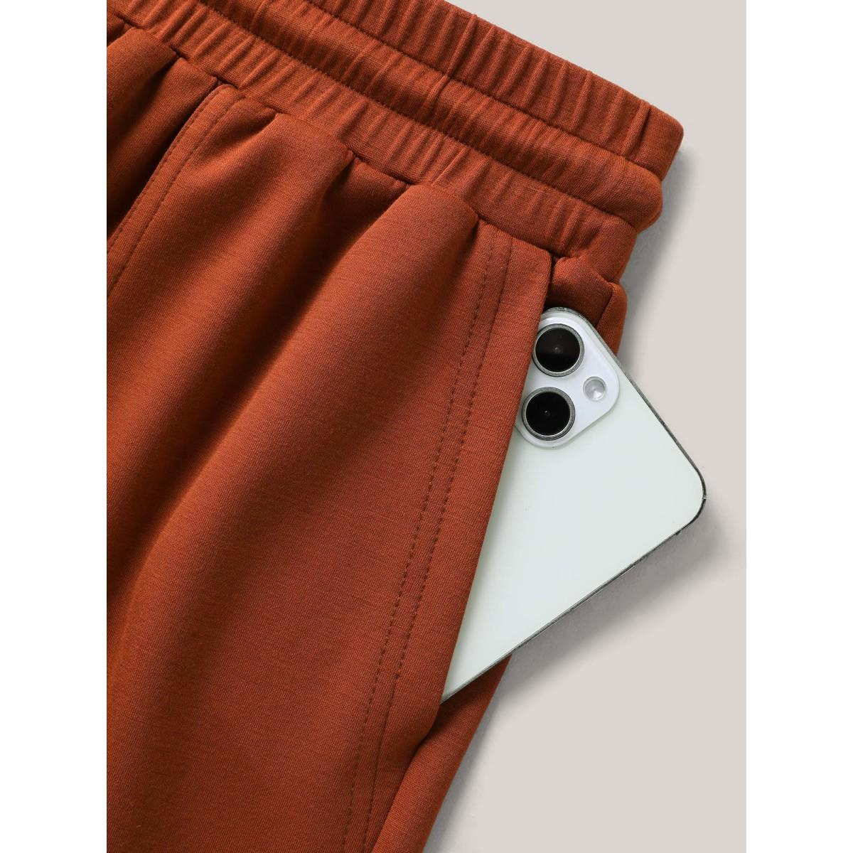 Plus Size Drawstring Split Wide-Leg Shorts Women Rust Casual Drawstring Wide Leg Everyday-Casual Shorts BloomChic 30/6X Product Image