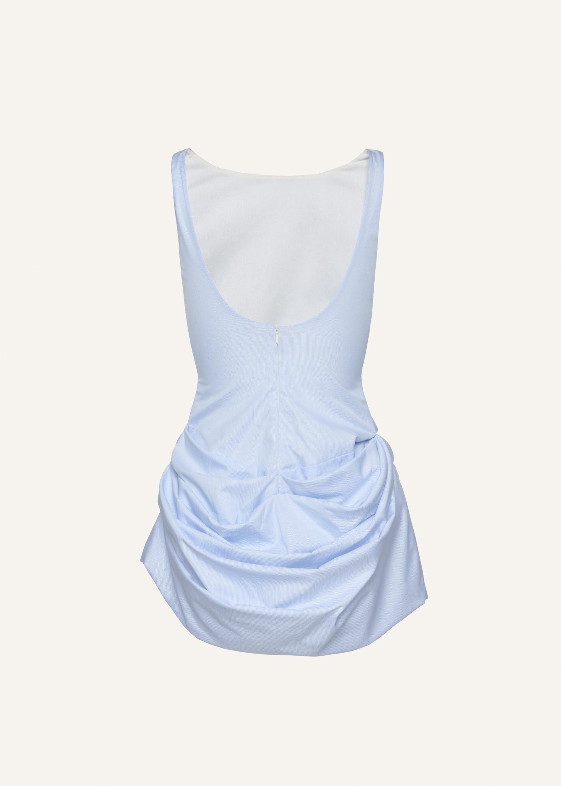 Sleeveless poplin mini dress in blue pinstripe Product Image