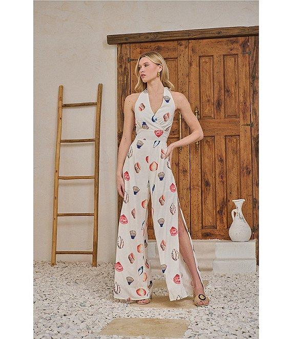 Sugarlips Shell Magic Moment Wide Leg Sleeveless Halter Jumpsuit Product Image