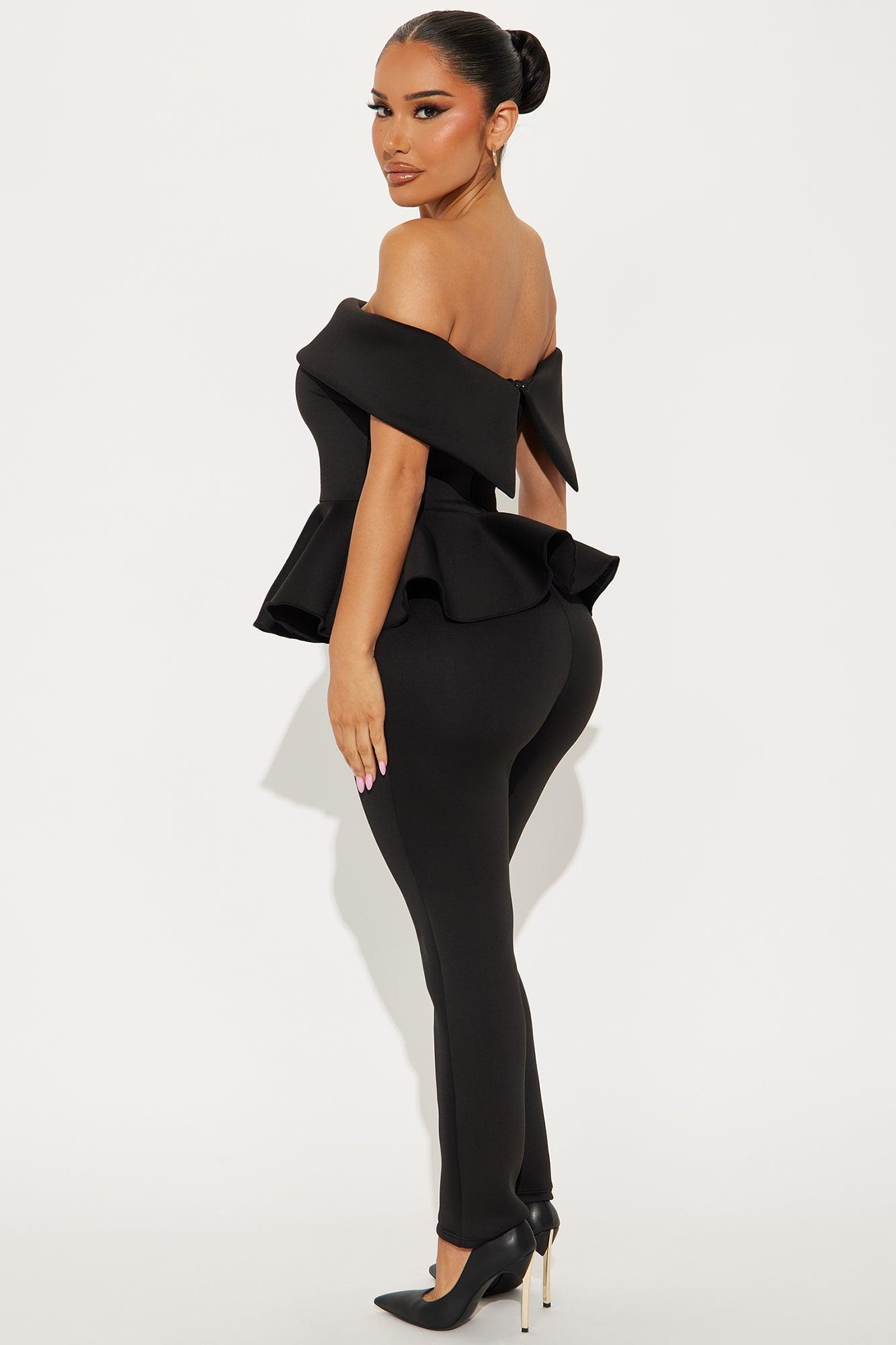 My Pretty Peplum Pant Set - Black Product Image