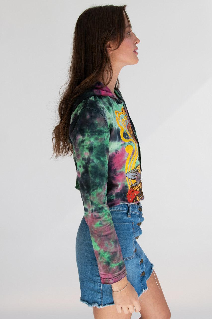 Trippy Frog Tie Dye Cropped Hoodie Product Image