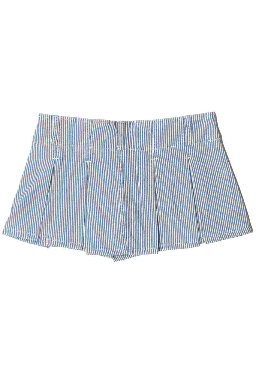 Low Rise Denim Pleated Mini Skort Product Image
