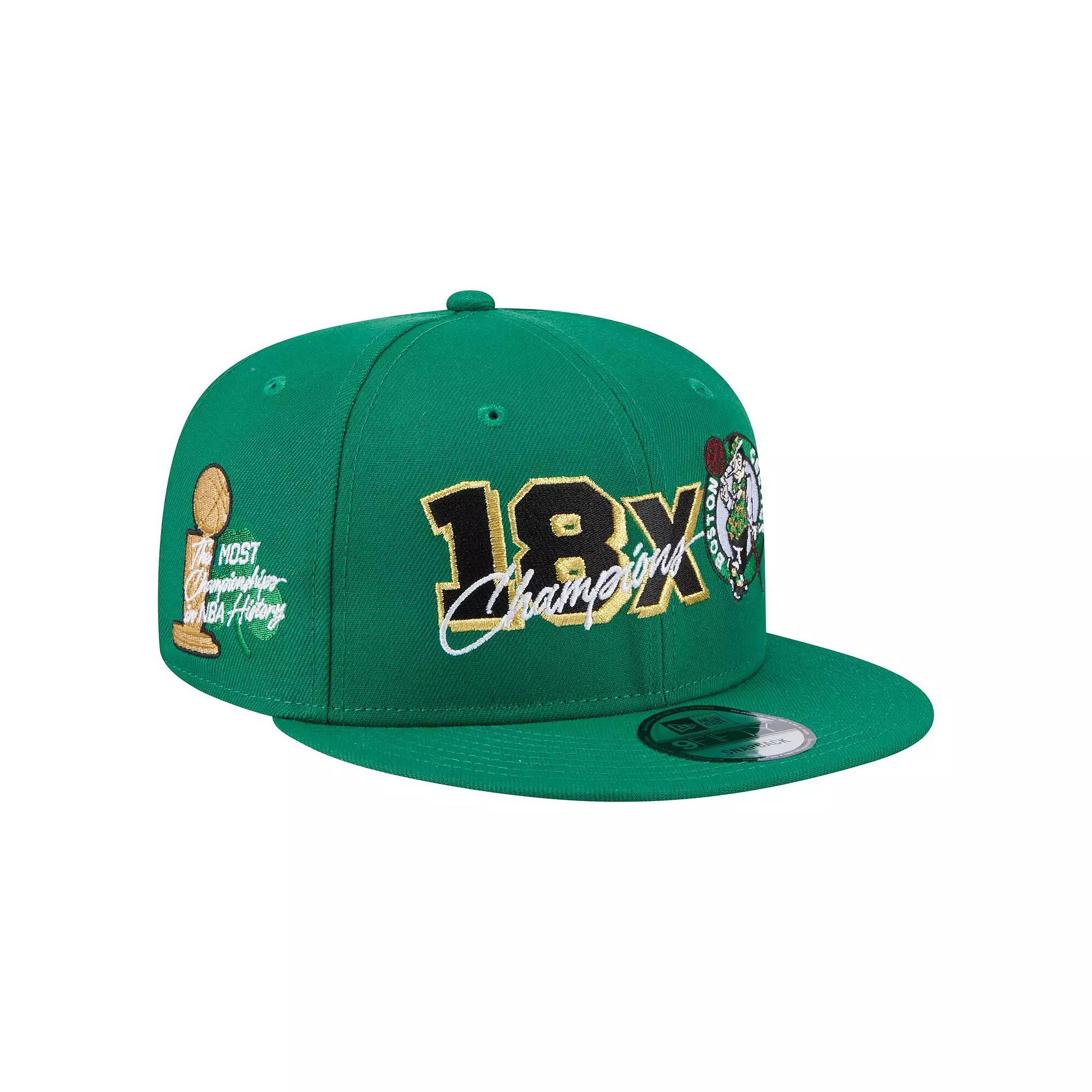 Men's New Era Kelly Green Boston Celtics Big 18x Champs 9FIFTY Snapback Hat Product Image