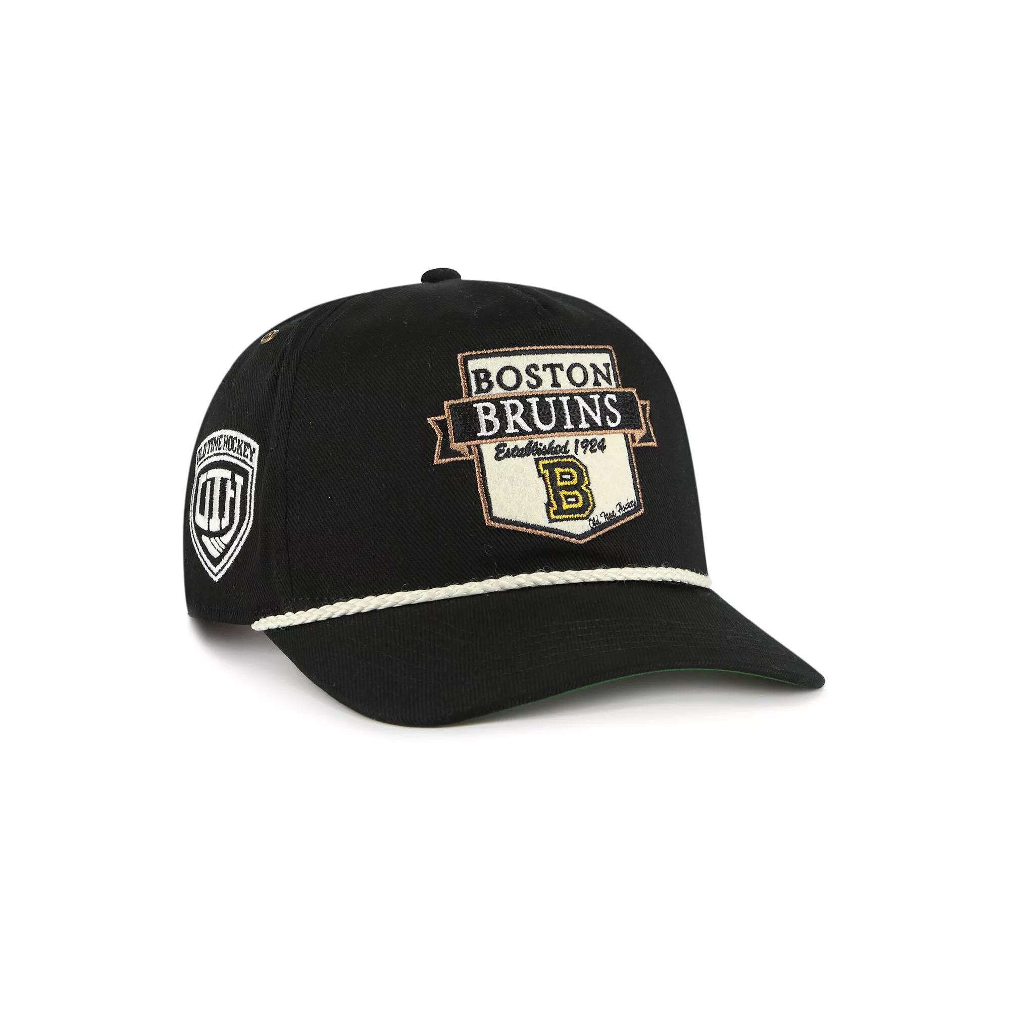 Men's '47 Black Boston Bruins Old Time Hockey Rafter Sure Shot Hitch Adjustable Hat Product Image