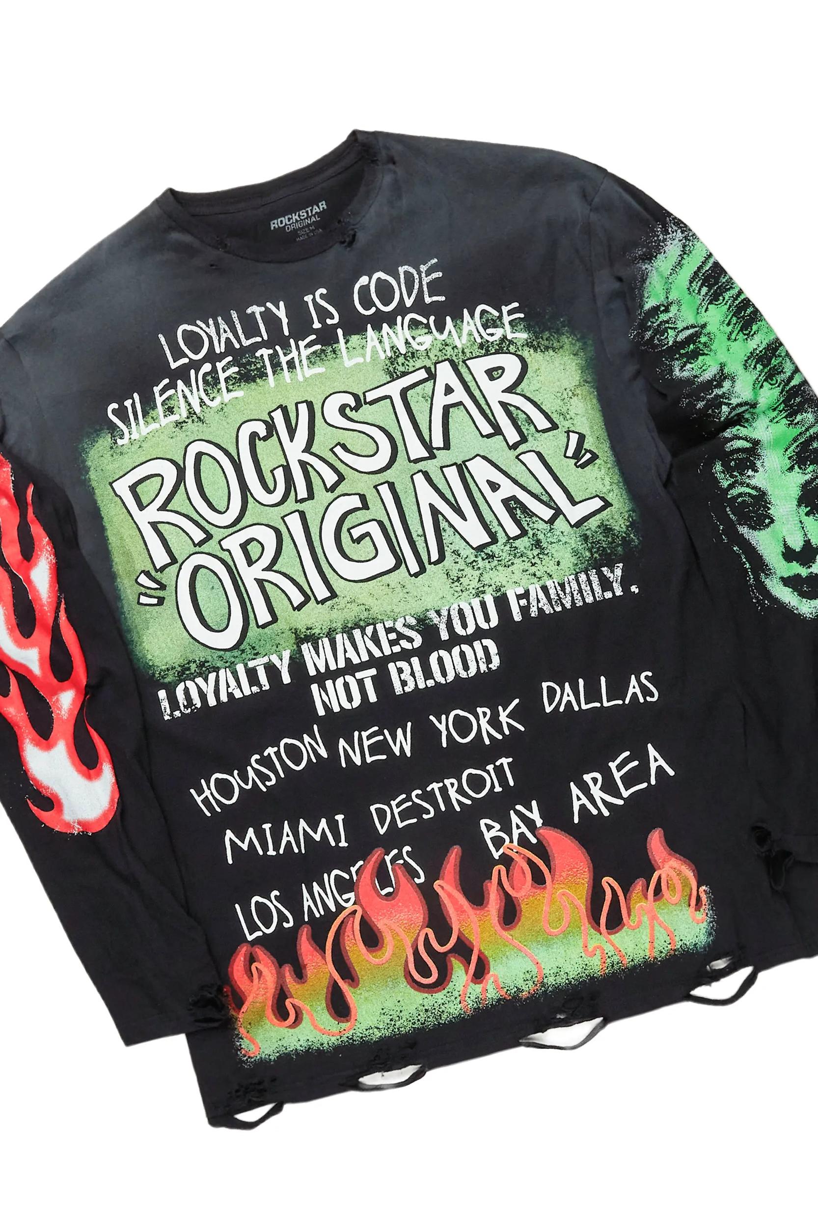 Beno Black/Blue Long Sleeve T-Shirt/Baggy Fit Jean Bundle Male Product Image