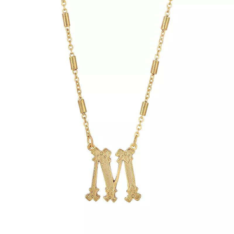 1928 Gold Tone Initial Necklace, Womens, Yellow W Product Image