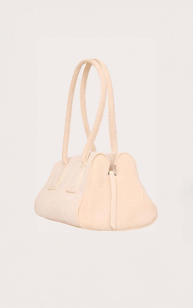 Cream Faux Suede Bowler Bag Product Image