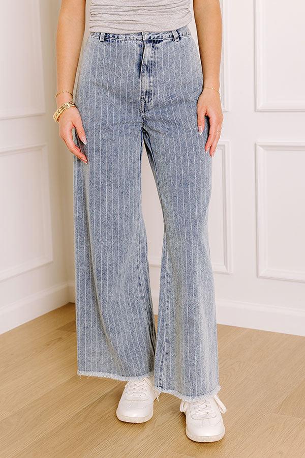 The Brinley Midrise Wide Leg Stripe Jean Product Image