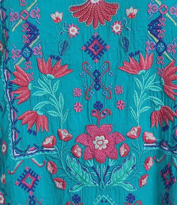 JOHNNY WAS Brixley Embroidered Round Neck 3/4 Sleeve Tunic Product Image