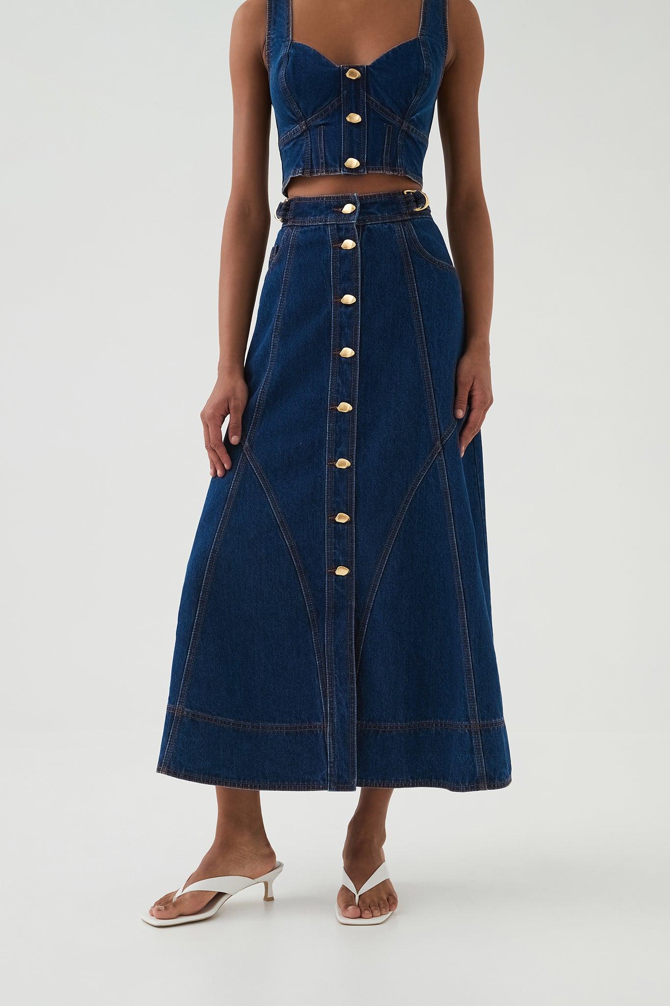 Carmen Denim Midi Skirt Product Image
