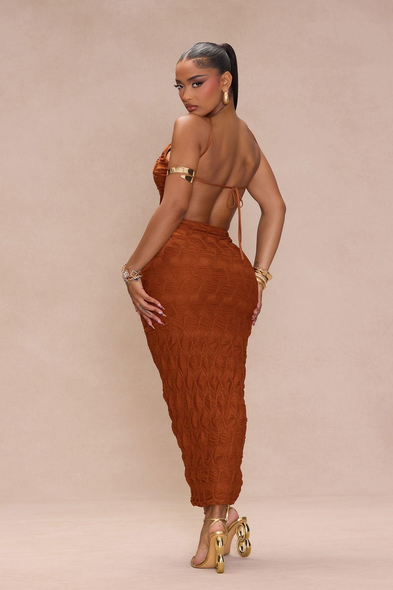 Luna Textured Skirt Set - Mocha Product Image