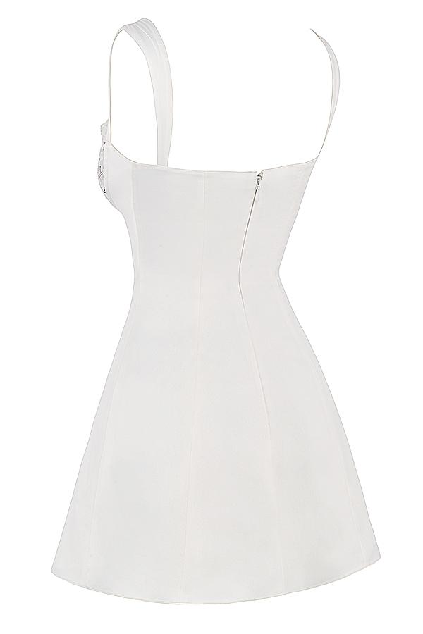 Adriana  ivory satin and lace mini dress Product Image