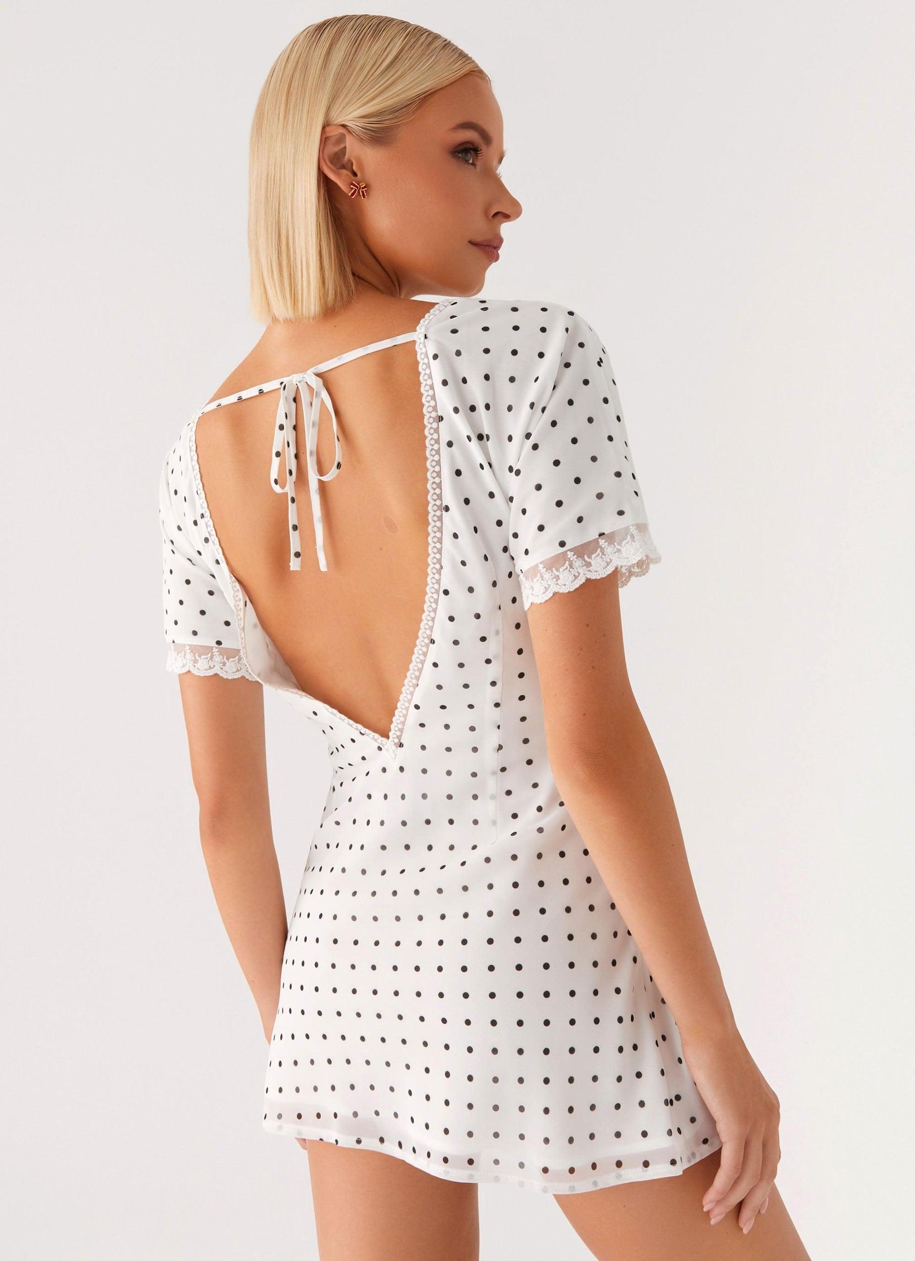 Marlowe Mini Dress - White Polkadot Product Image