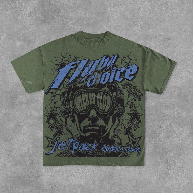 Vintage Fly By Choice Graphic Cotton Short Sleeve T-Shirt Product Image