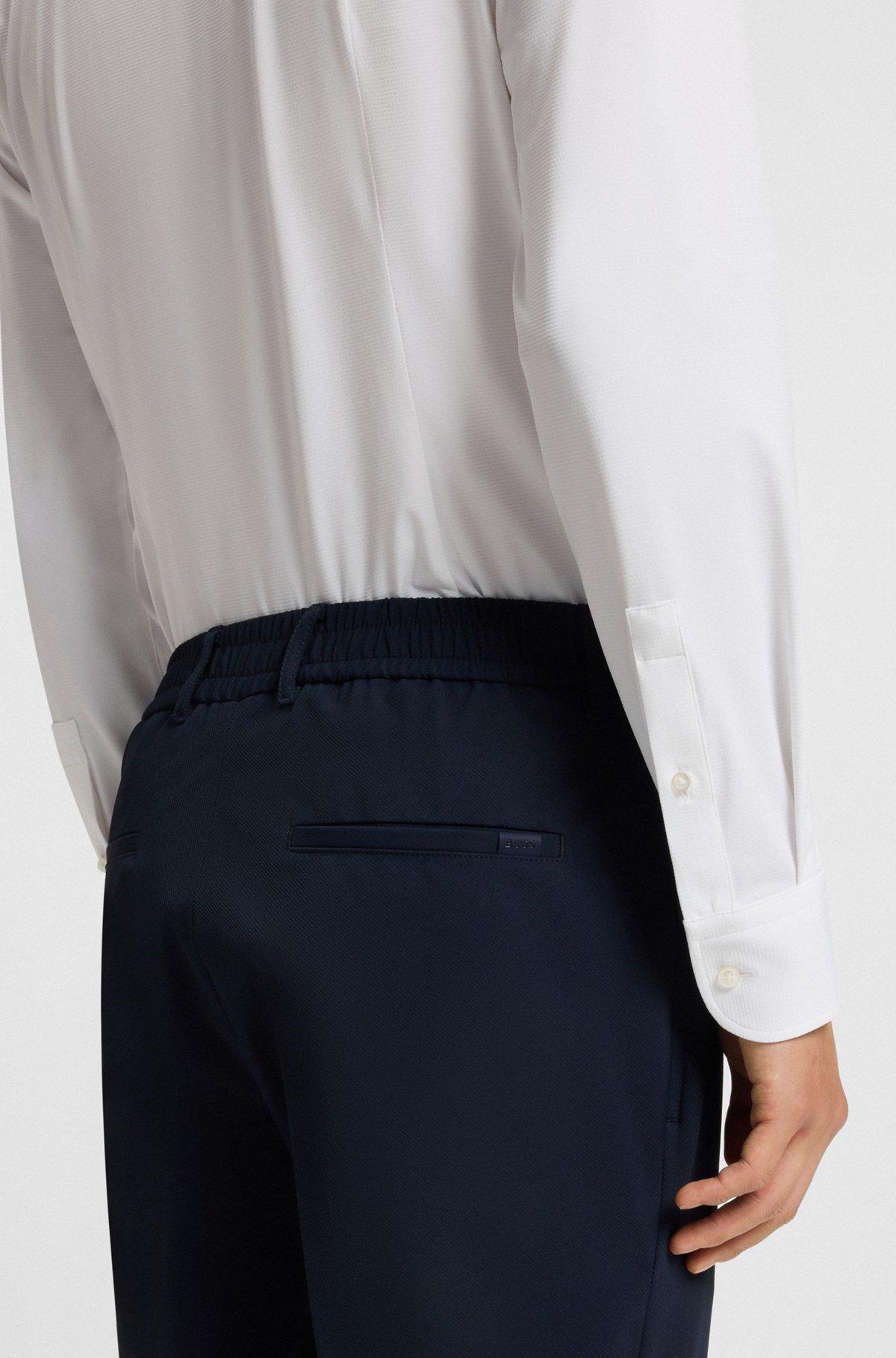 BOSS - Slim-fit shirt in performance-stretch structured fabric - White Product Image