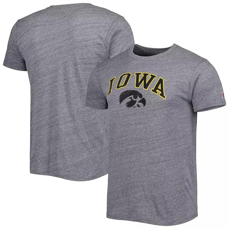 Men's League Collegiate Wear Heather Gray Iowa Hawkeyes 1965 Arch Victory Falls Tri-Blend T-Shirt, Size: Medium, Grey Product Image