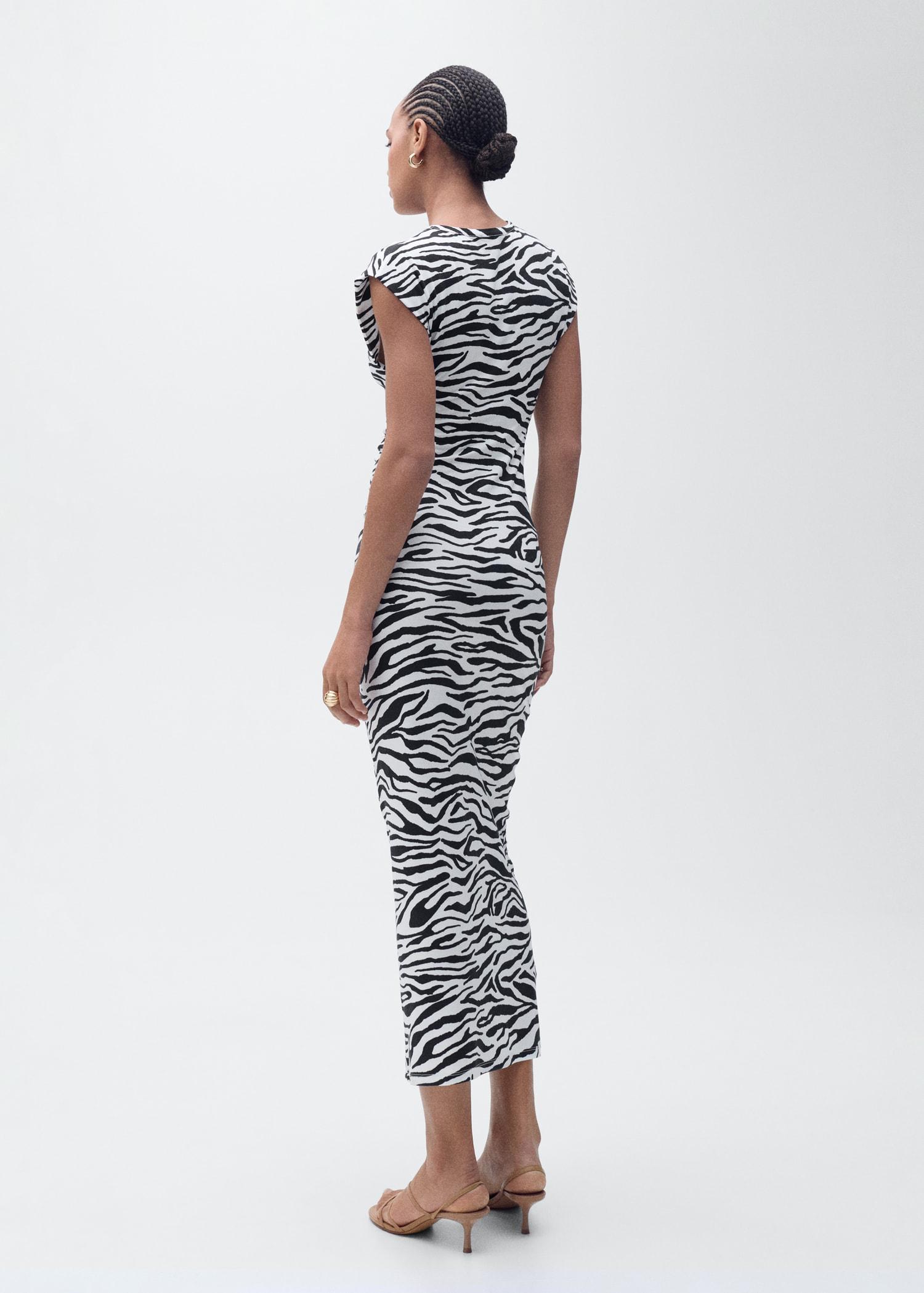 Zebra-print fitted midi-dress - Women | MANGO USA Product Image