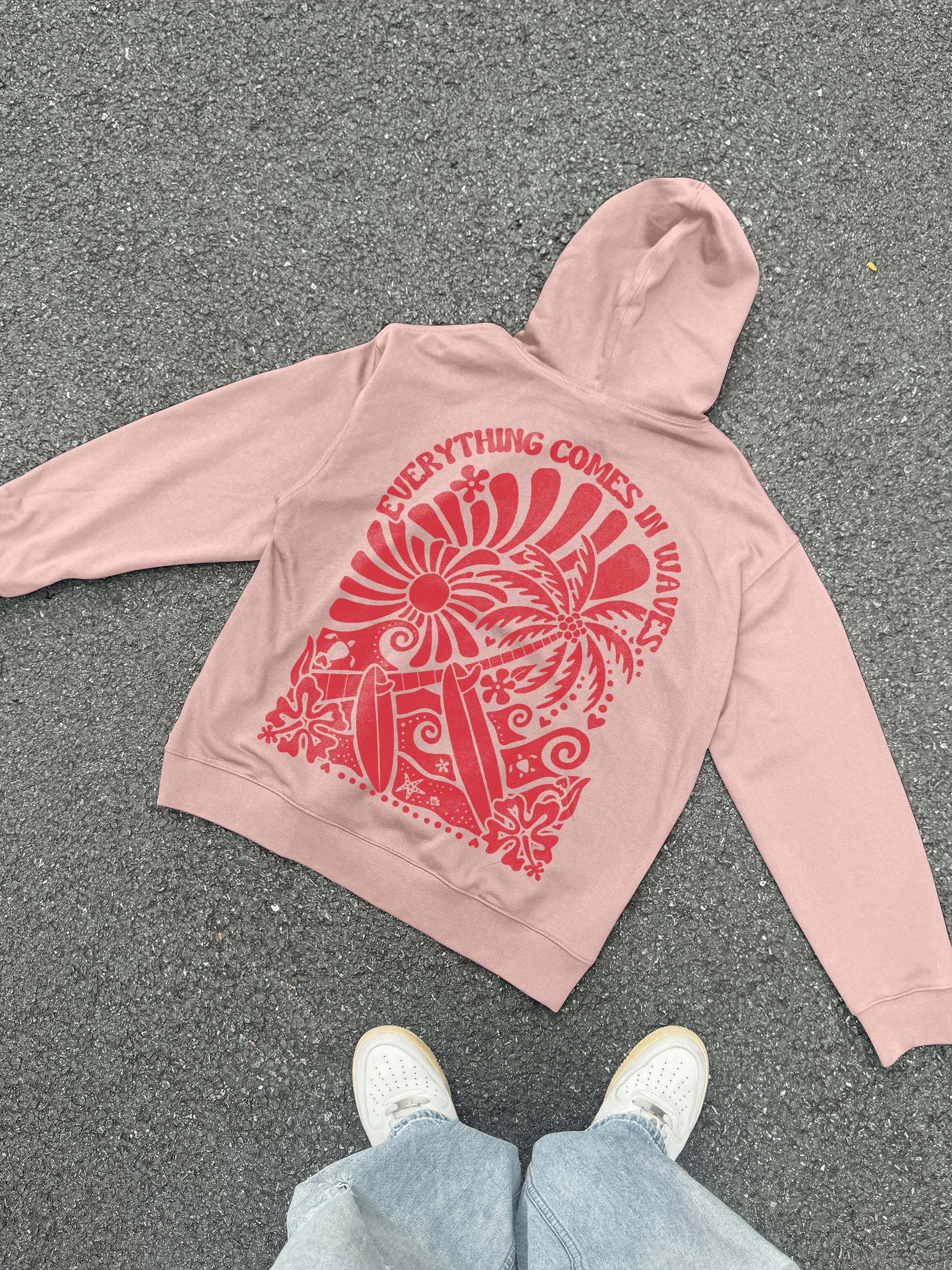 Everything Comes In Waves Graphic Oversized Hoodie Product Image