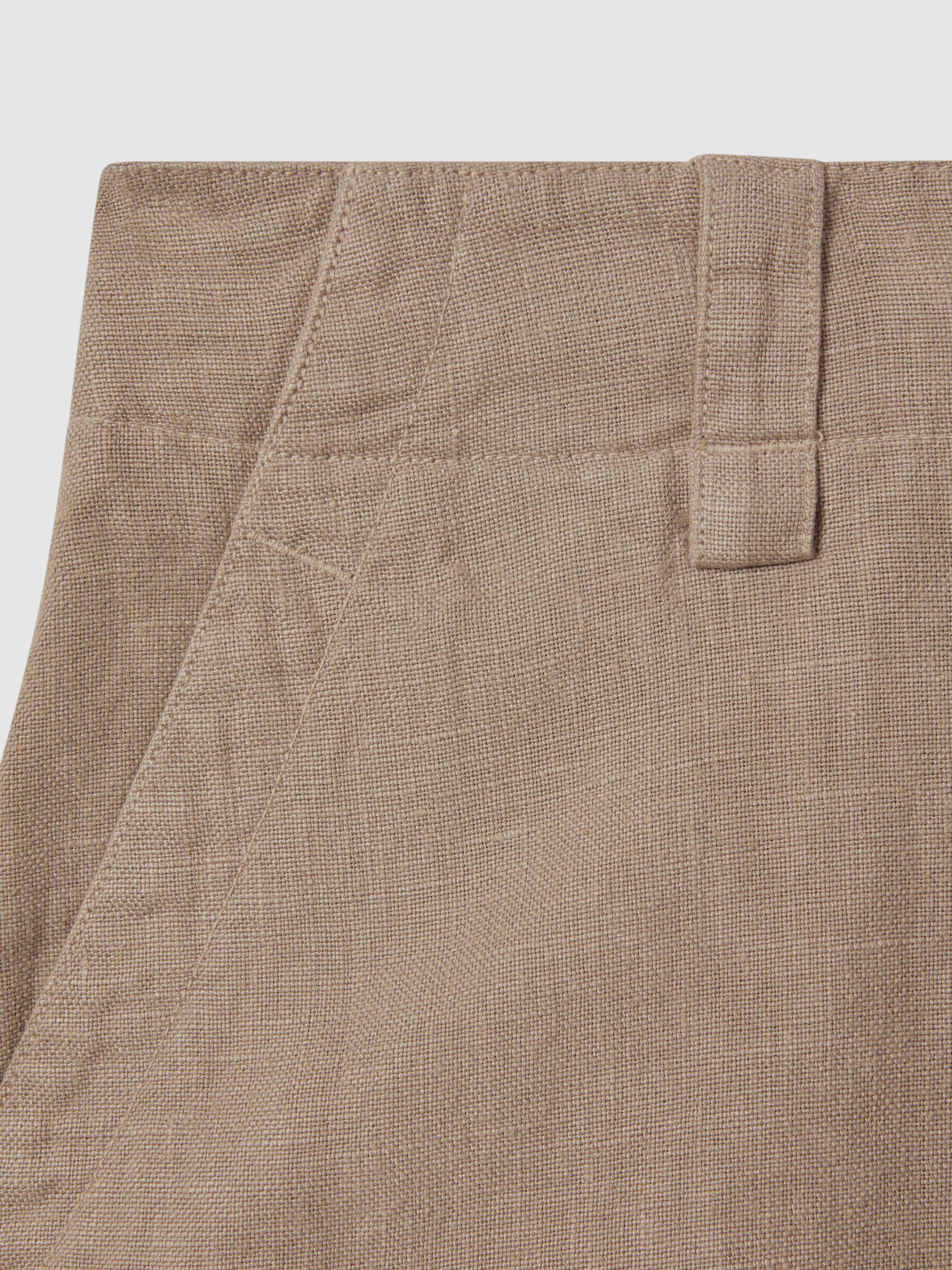 Linen Wide Leg Garment Dyed Trousers in Mink Neutral Product Image