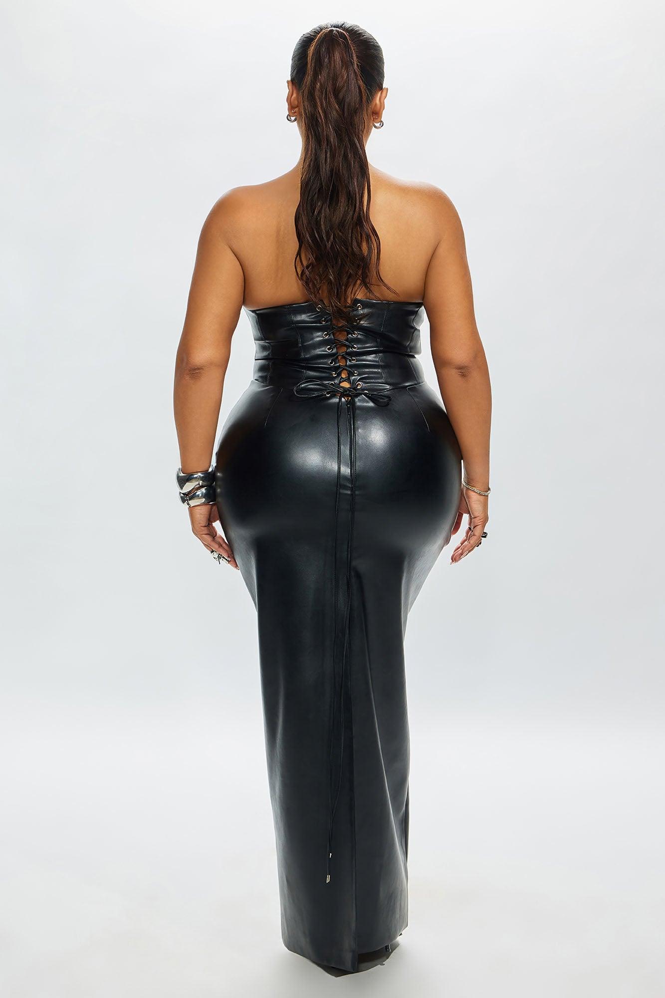 Rosalie Faux Leather Maxi Dress - Black Product Image